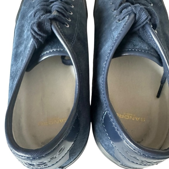 SANDRO BLUE LEATHER TRIMMED SUEDE SNEAKERS SIZE 43 - Picture 9 of 11